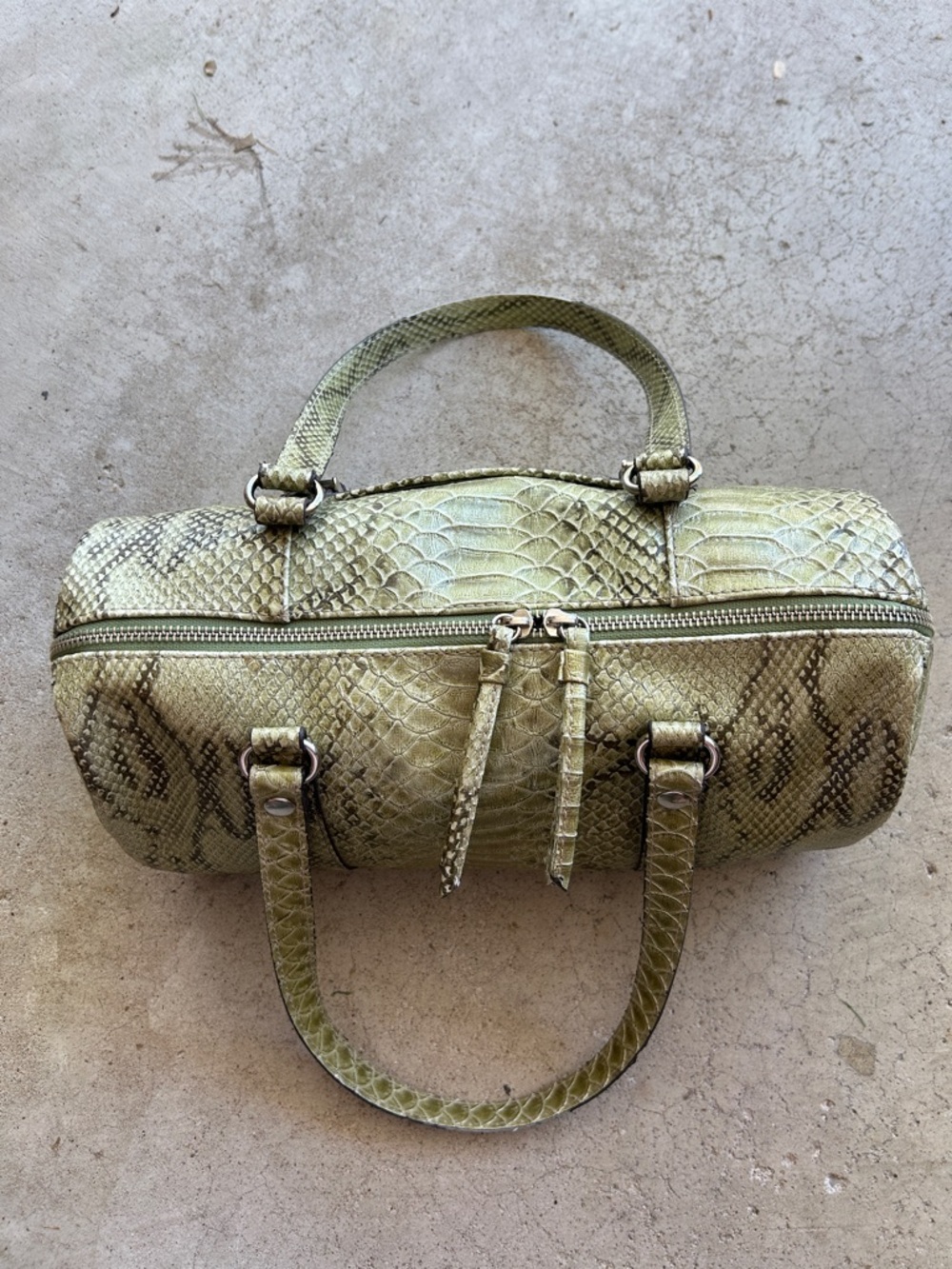 Liz Claiborne Olive Green Snake-Embossed Satchel - Picture 10 of 10